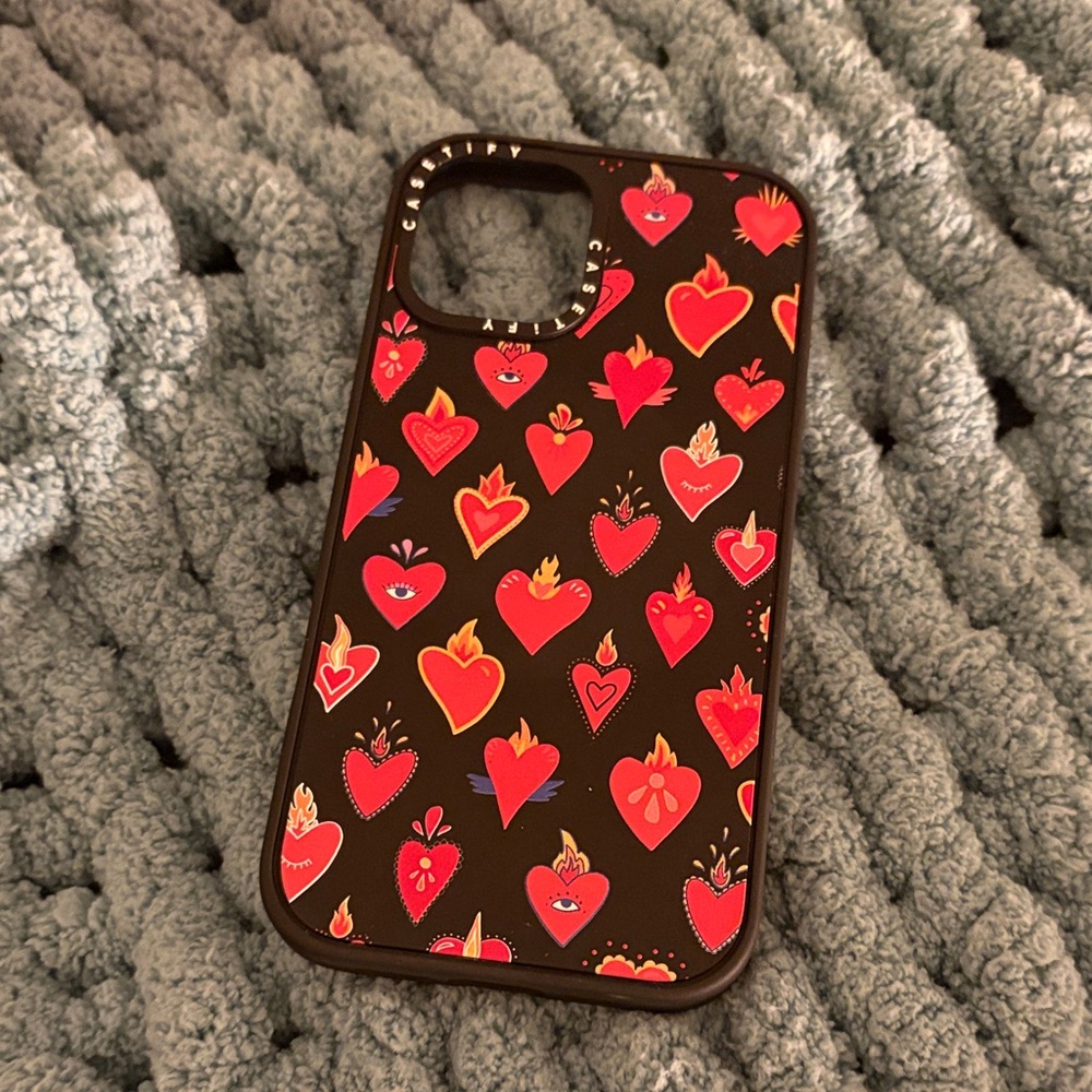 Casetify Heart Pattern Phone Case - Red and Brown MagSafe iPhone 16 Plus case